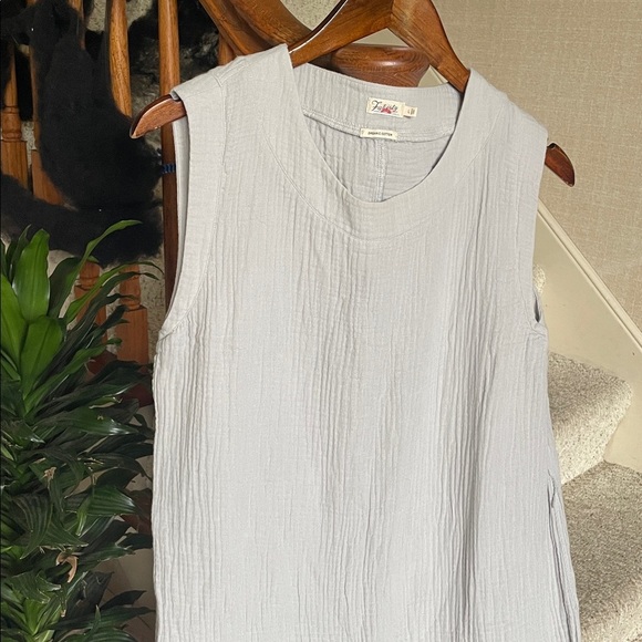 Faherty Sleeveless Midi Dress in Light Gray Blue - Picture 2 of 11